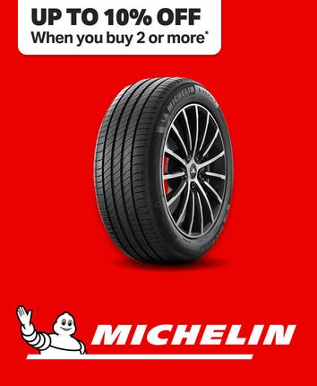 Up to 10% off two or more Michellin Use code NEWTYRES