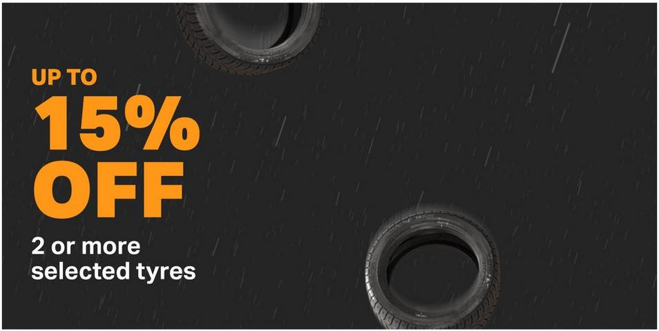 10% off 2/3, 15% off 4 tyres