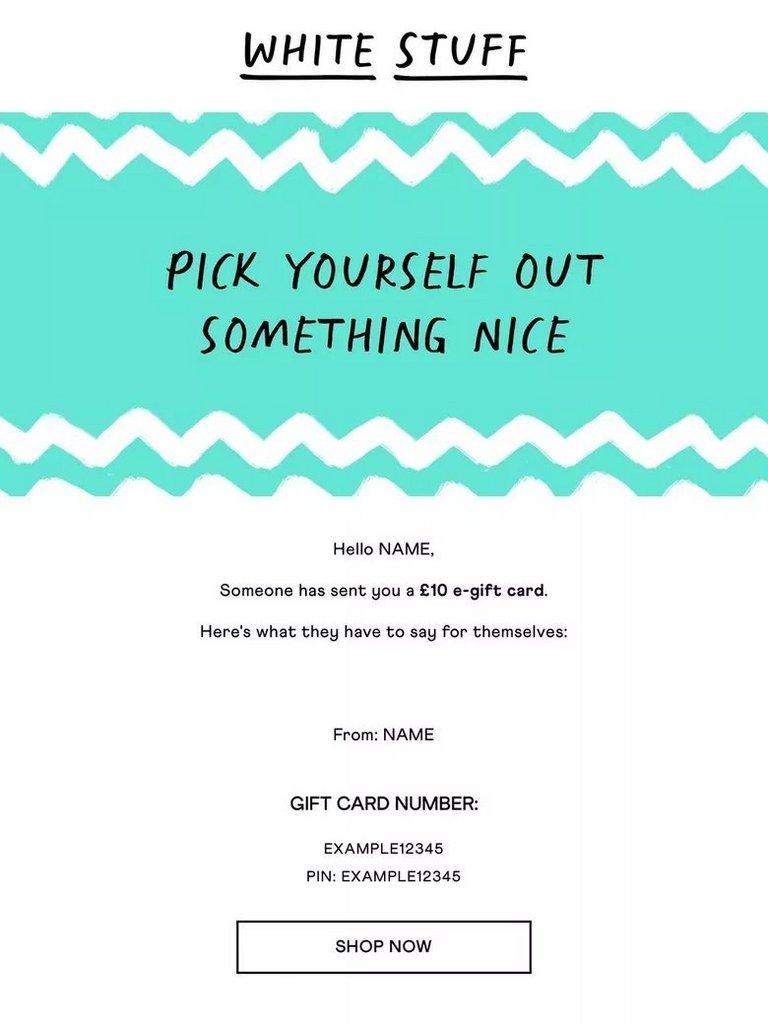 E-GIFT CARD in STANDARD - FLAT BACK