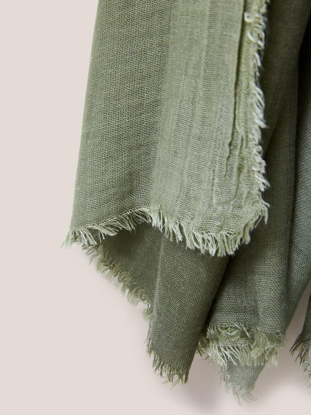 Dreaming Away Scarf in PEA POD GREEN PLAIN - FLAT DETAIL