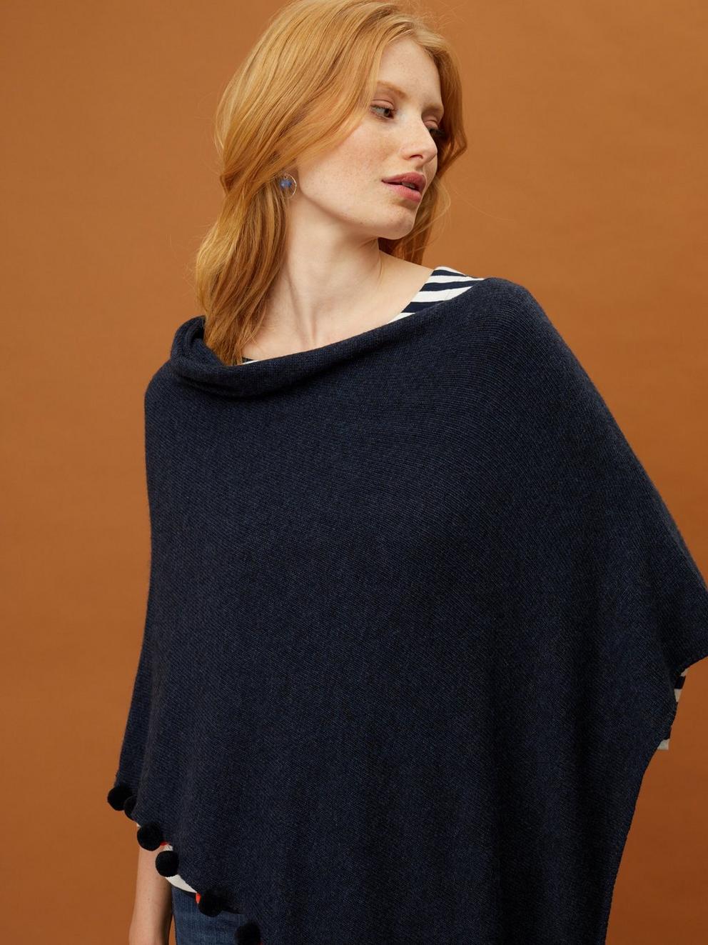 Penelope Poncho in NAVY - MODEL DETAIL