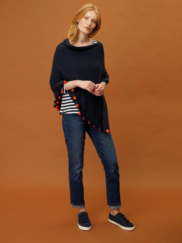 Penelope Poncho in NAVY - MODEL FRONT