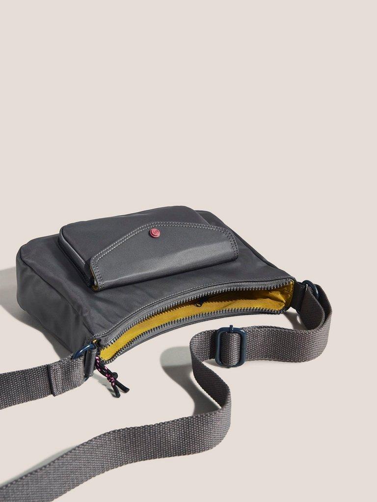 Greta Crescent Xbody Bag in LIGHT GREY - FLAT FRONT