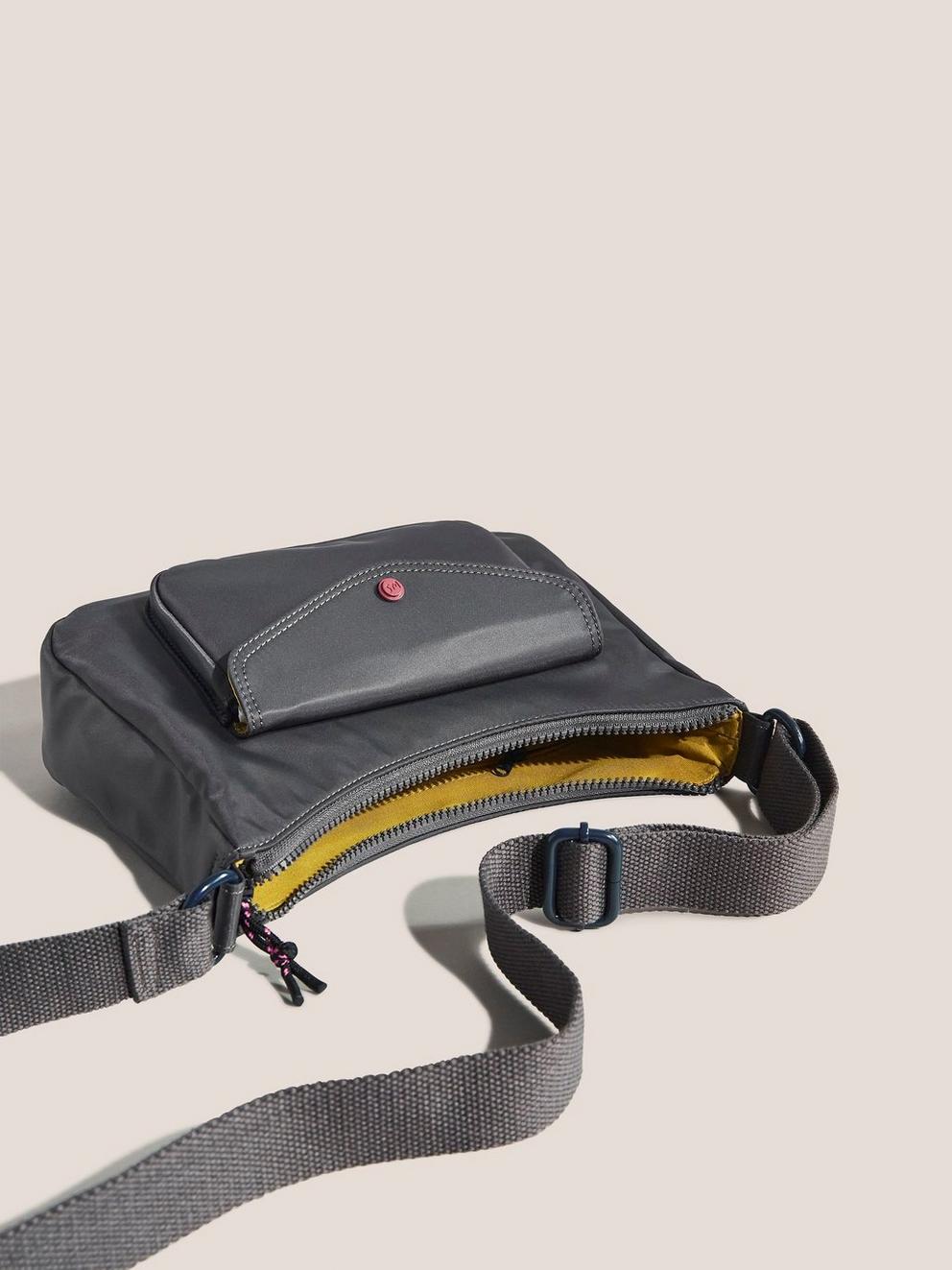 Greta Crescent Xbody Bag in LIGHT GREY - FLAT FRONT