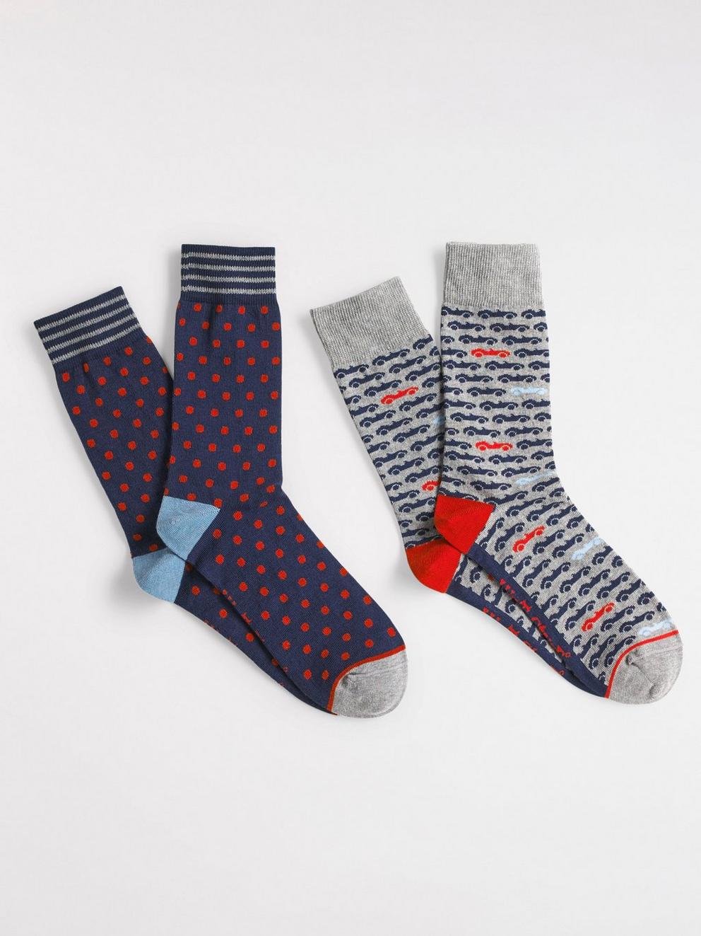 Open Road 2 Pack Socks in GREY MARL - FLAT FRONT