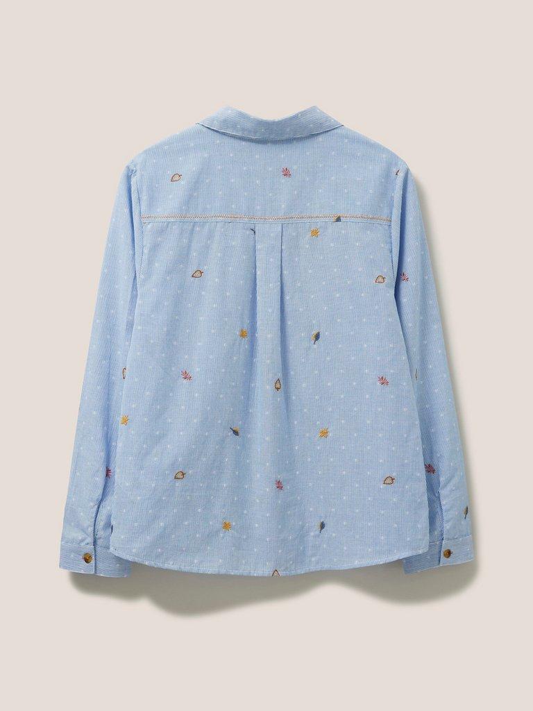 Shiny Penny Jersey Shirt in STONE BLUE PRINT - FLAT BACK