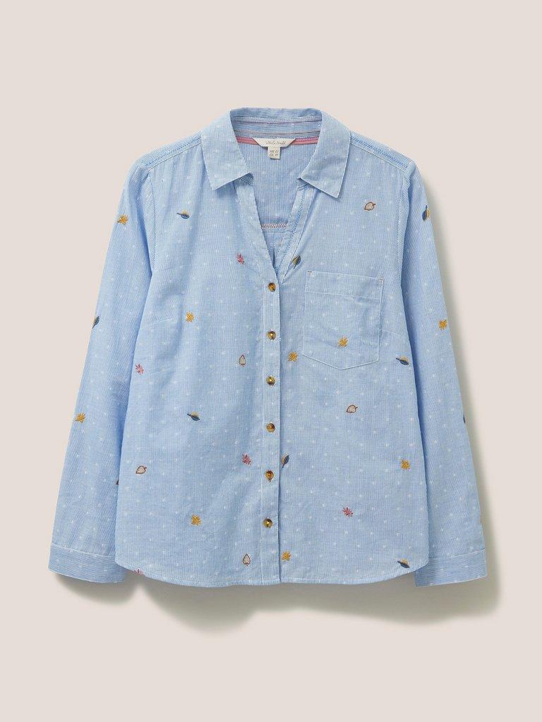 Shiny Penny Jersey Shirt in STONE BLUE PRINT - FLAT FRONT