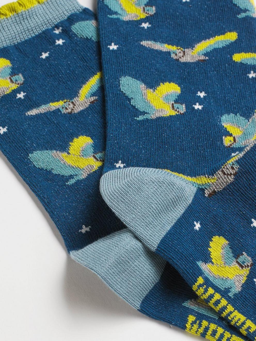 Flying Owls Sock in MULTI - FLAT BACK