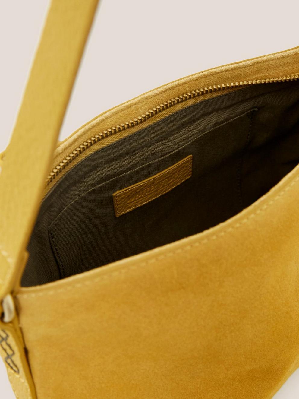 Josie Suede Crossbody Bag in SUNSHINE YELLOW - FLAT DETAIL