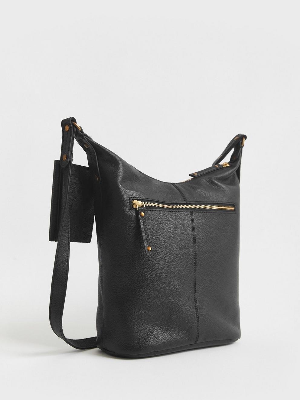 Issy Leather Crossbody Bag in BLACK - FLAT BACK