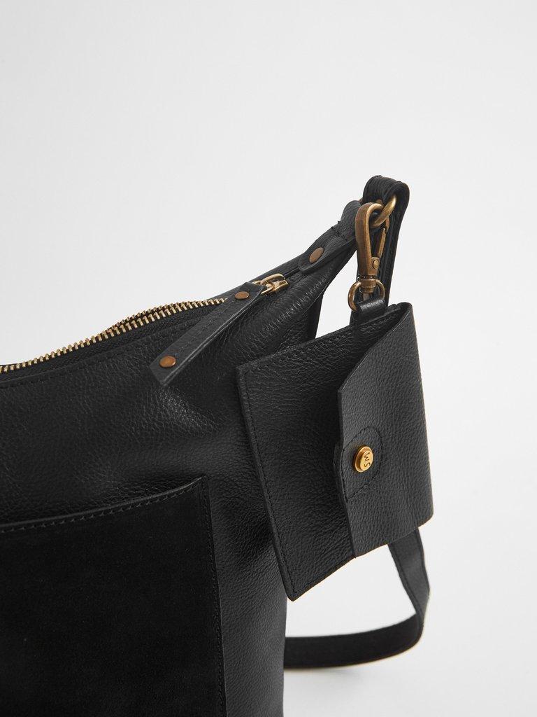 Issy Leather Crossbody Bag in BLACK - FLAT DETAIL