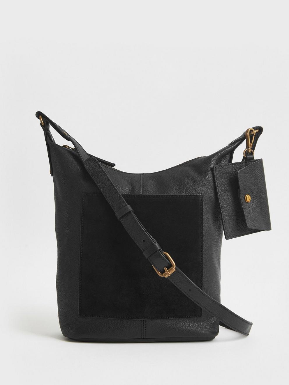 Issy Leather Crossbody Bag in BLACK - FLAT FRONT