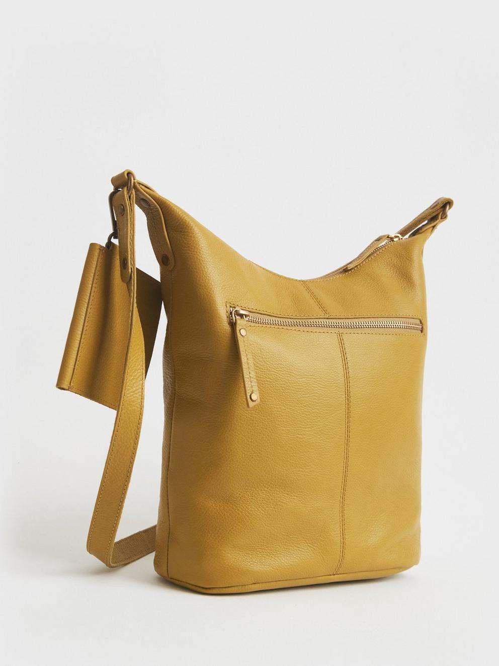 Issy Leather Crossbody Bag in CHARTREUSE - FLAT BACK