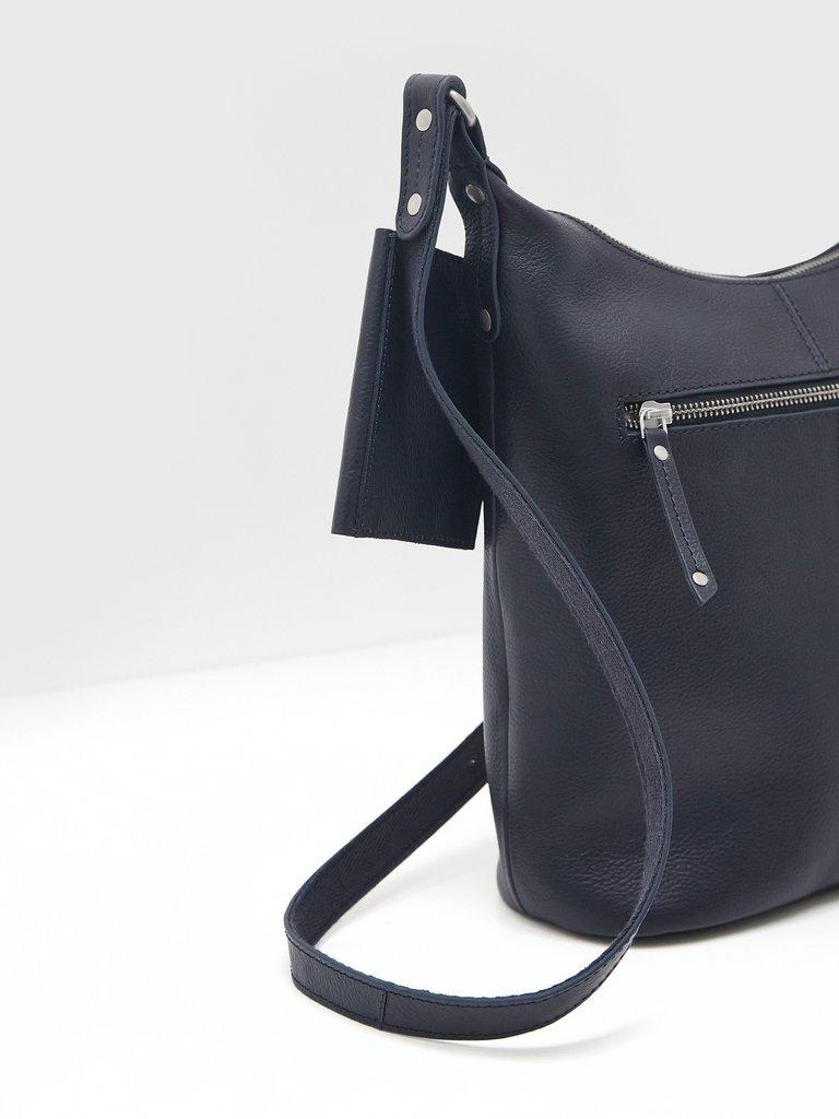 Issy Leather Crossbody Bag in NAVY - FLAT BACK