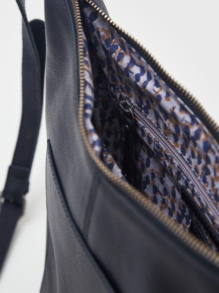 Issy Leather Crossbody Bag in NAVY - FLAT DETAIL