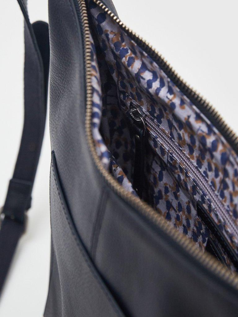 Issy Leather Crossbody Bag in NAVY - FLAT DETAIL