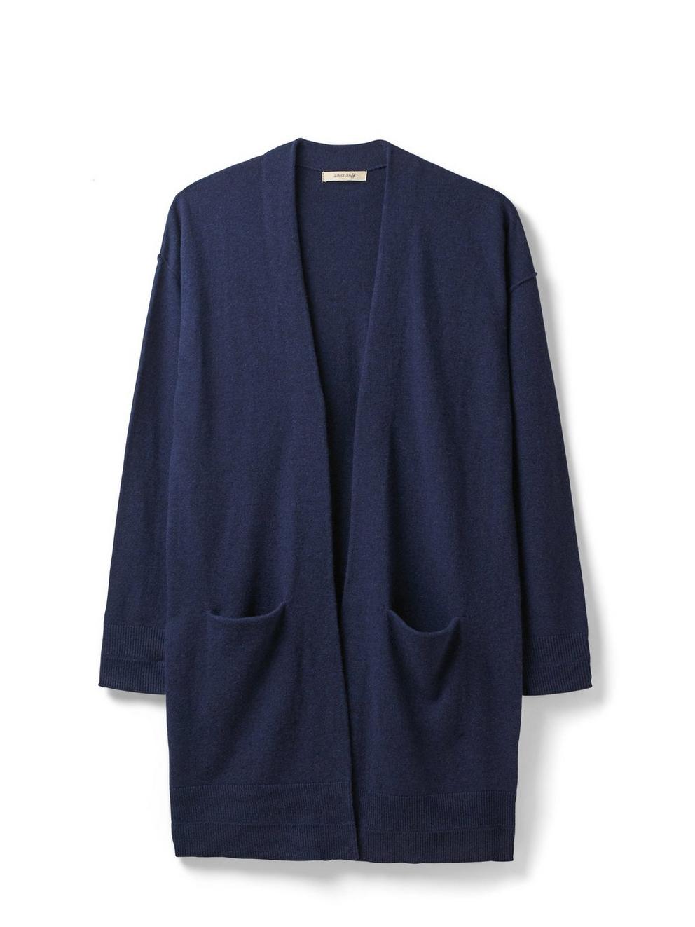 Papyrus Longline Cardi in NAVY - FLAT FRONT