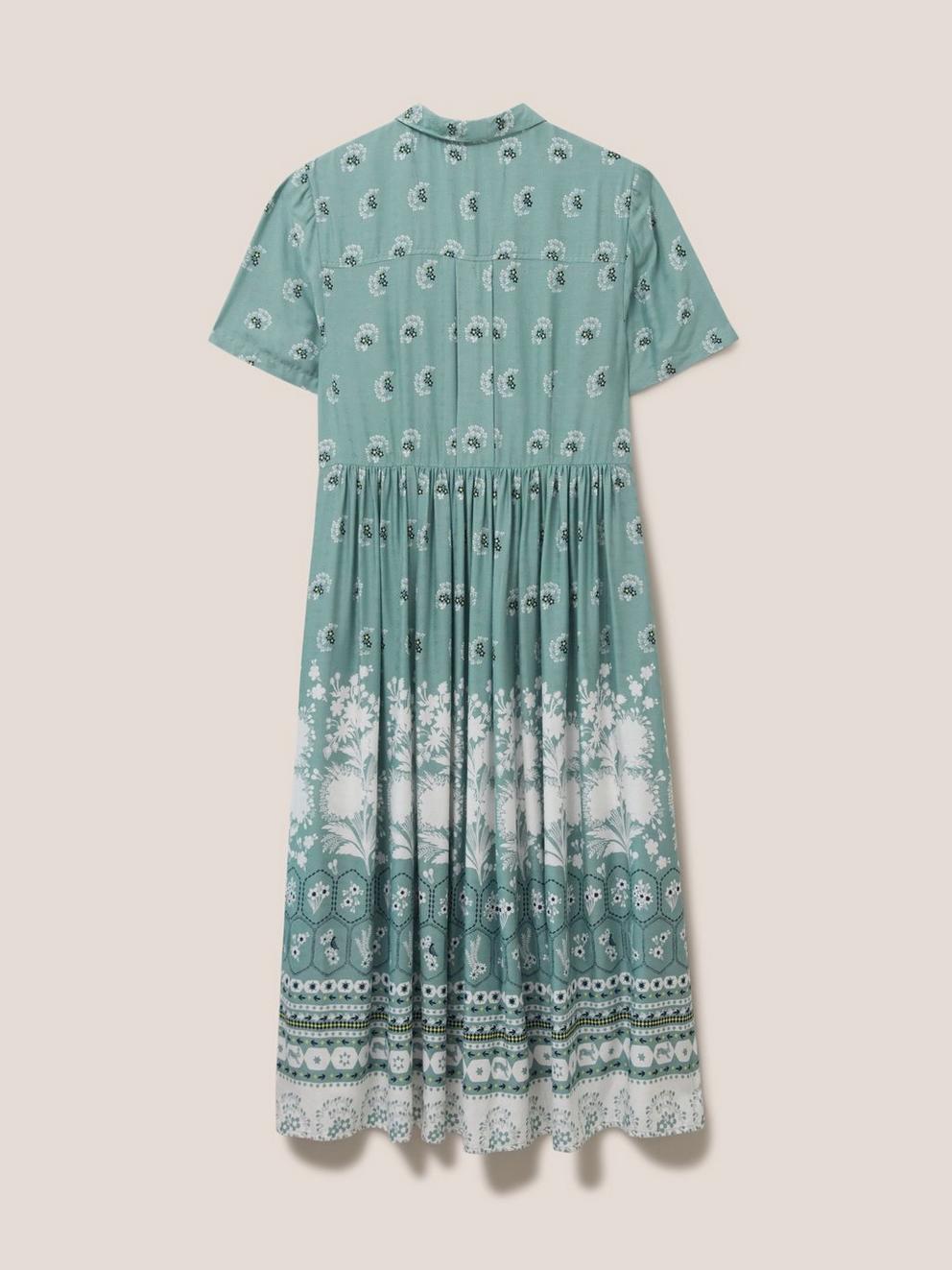 Tess Dress in GREEN PRINT - FLAT BACK