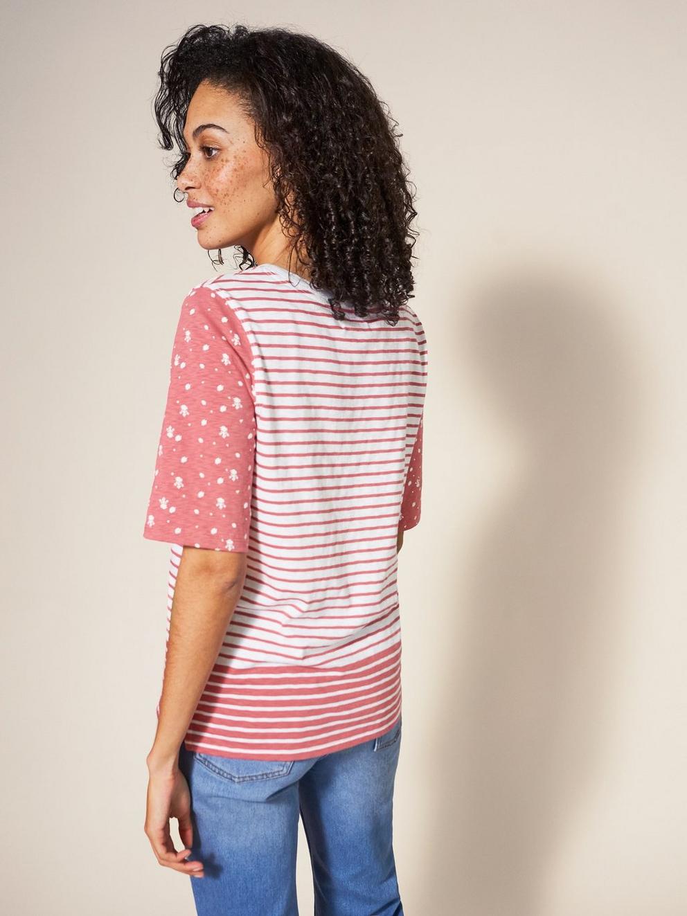 Carly Garment Dyed Jersey Tee in NEON PINK PLAIN - MODEL BACK