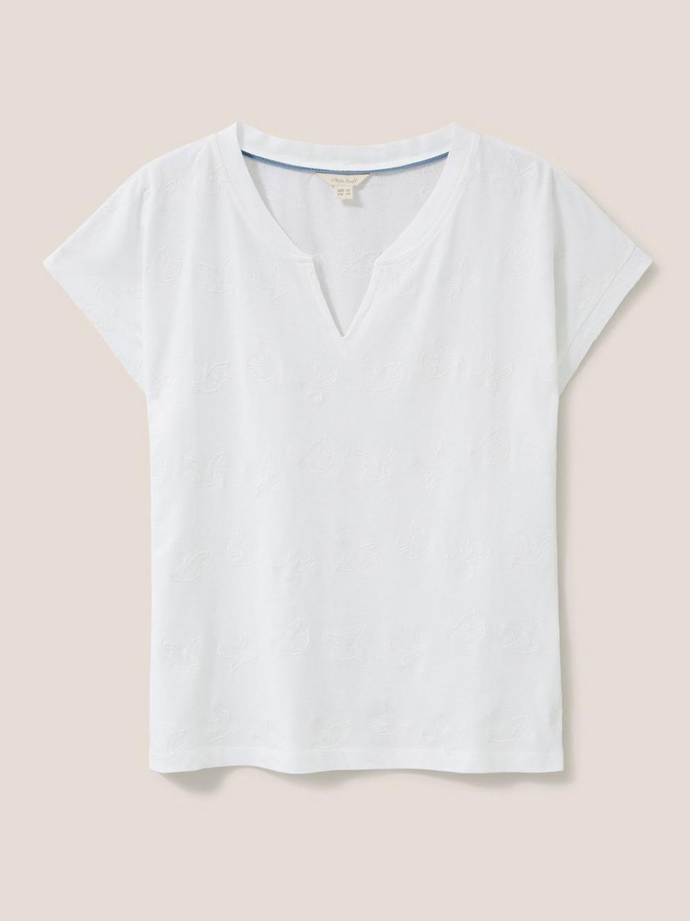 Carly Garment Dyed Jersey Tee in WHITE PLAIN - FLAT FRONT