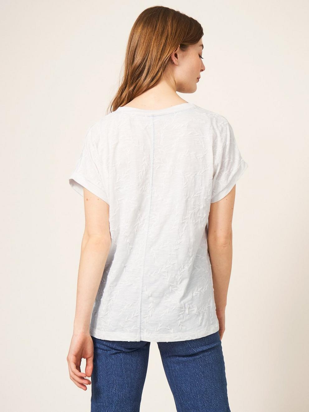 Carly Garment Dyed Jersey Tee in WHITE PLAIN - MODEL BACK