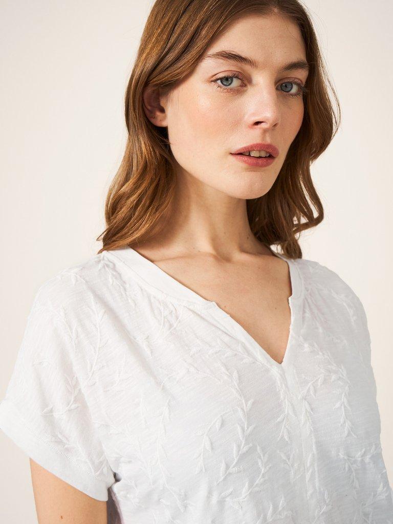 Carly Garment Dyed Jersey Tee in WHITE PLAIN - MODEL DETAIL