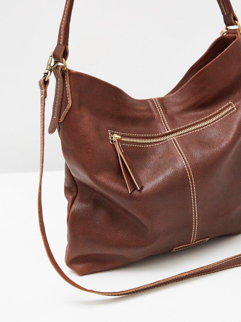 Susie Pull Up Pocket Tote Bag in CHOCOLATE - FLAT BACK