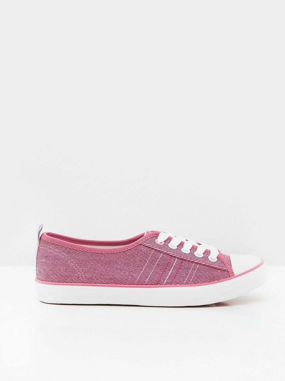 Velvet Cheneille Trainer in PINK - FLAT BACK