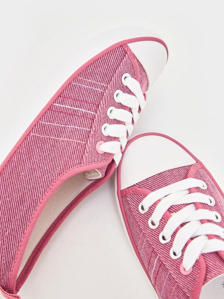 Velvet Cheneille Trainer in PINK - FLAT DETAIL