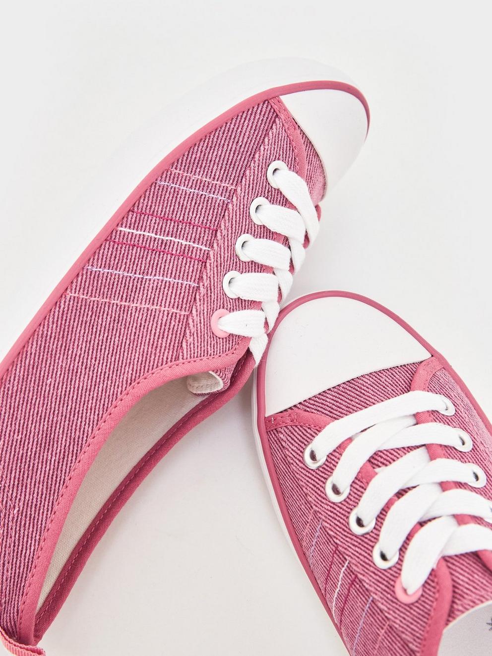 Velvet Cheneille Trainer in PINK - FLAT DETAIL