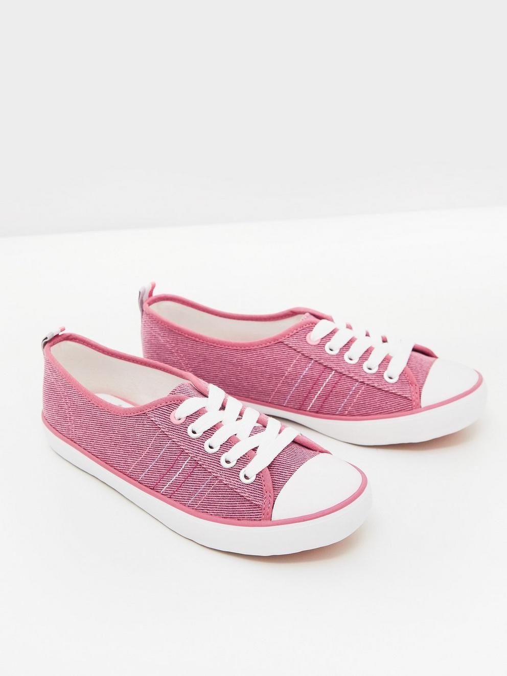 Velvet Cheneille Trainer in PINK - FLAT FRONT