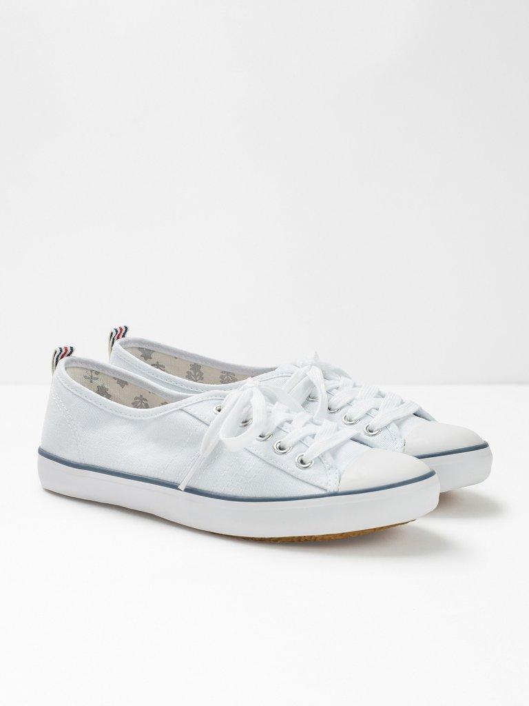 Superga Lace Up Trainer in WHITE - FLAT FRONT