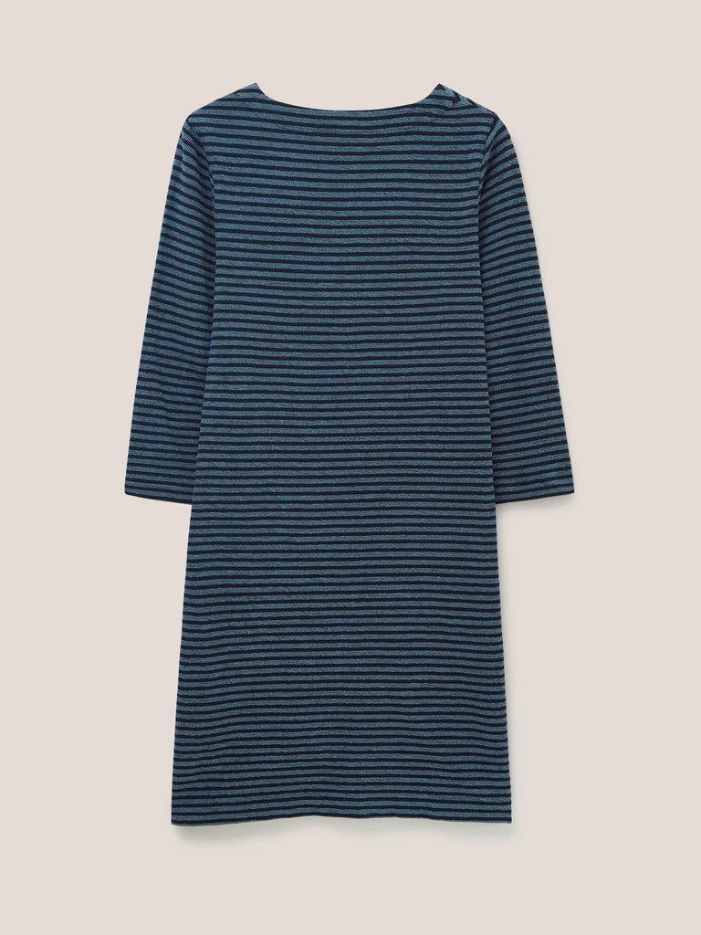 Darcy Corded Dress in NAVY PLAIN - FLAT BACK