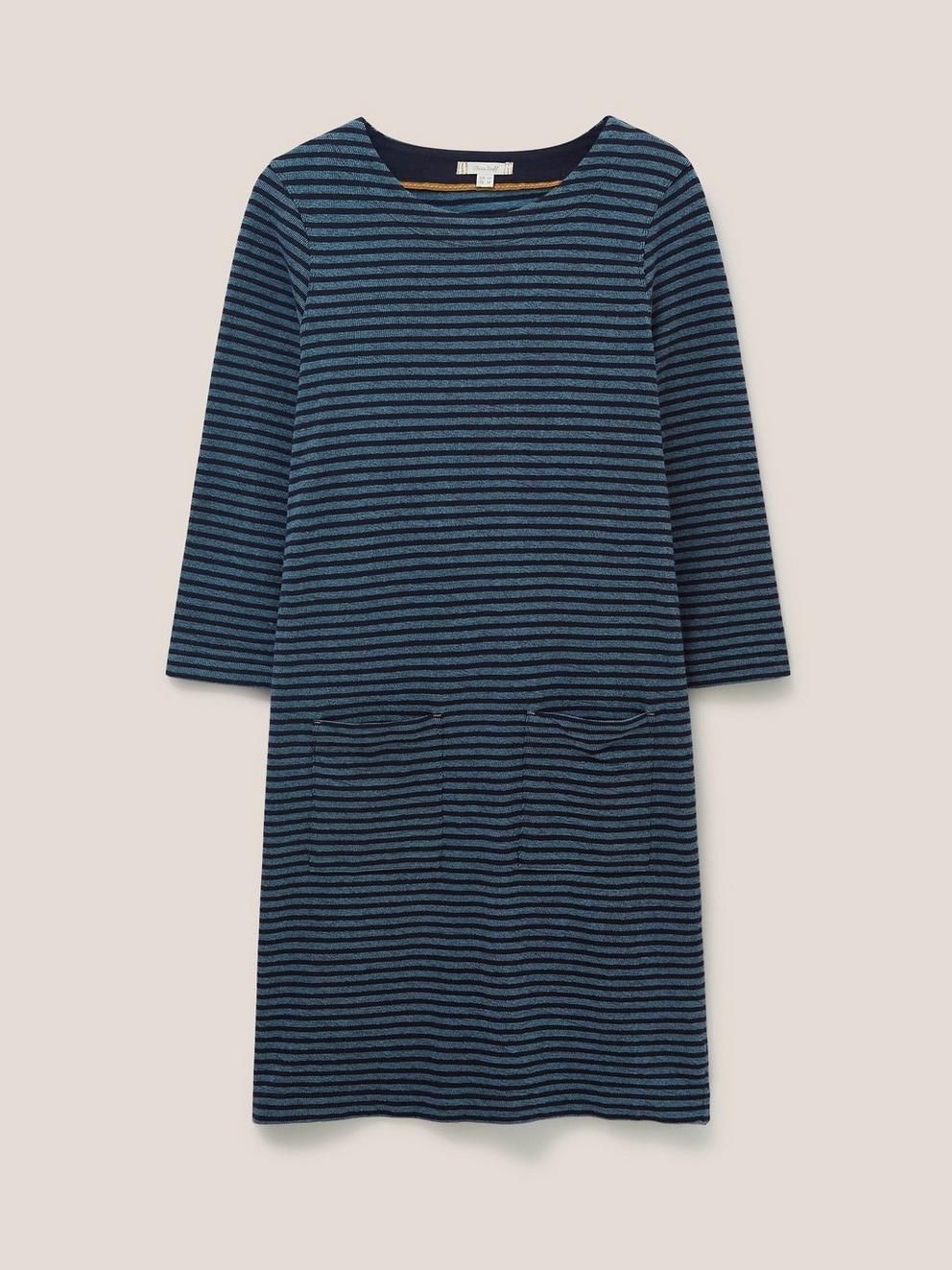 Darcy Corded Dress in NAVY PLAIN - FLAT FRONT