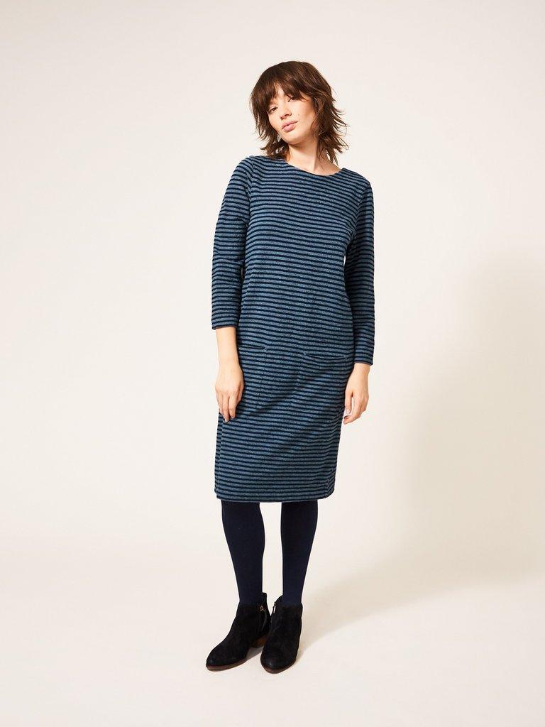 Darcy Corded Dress in NAVY PLAIN - LIFESTYLE