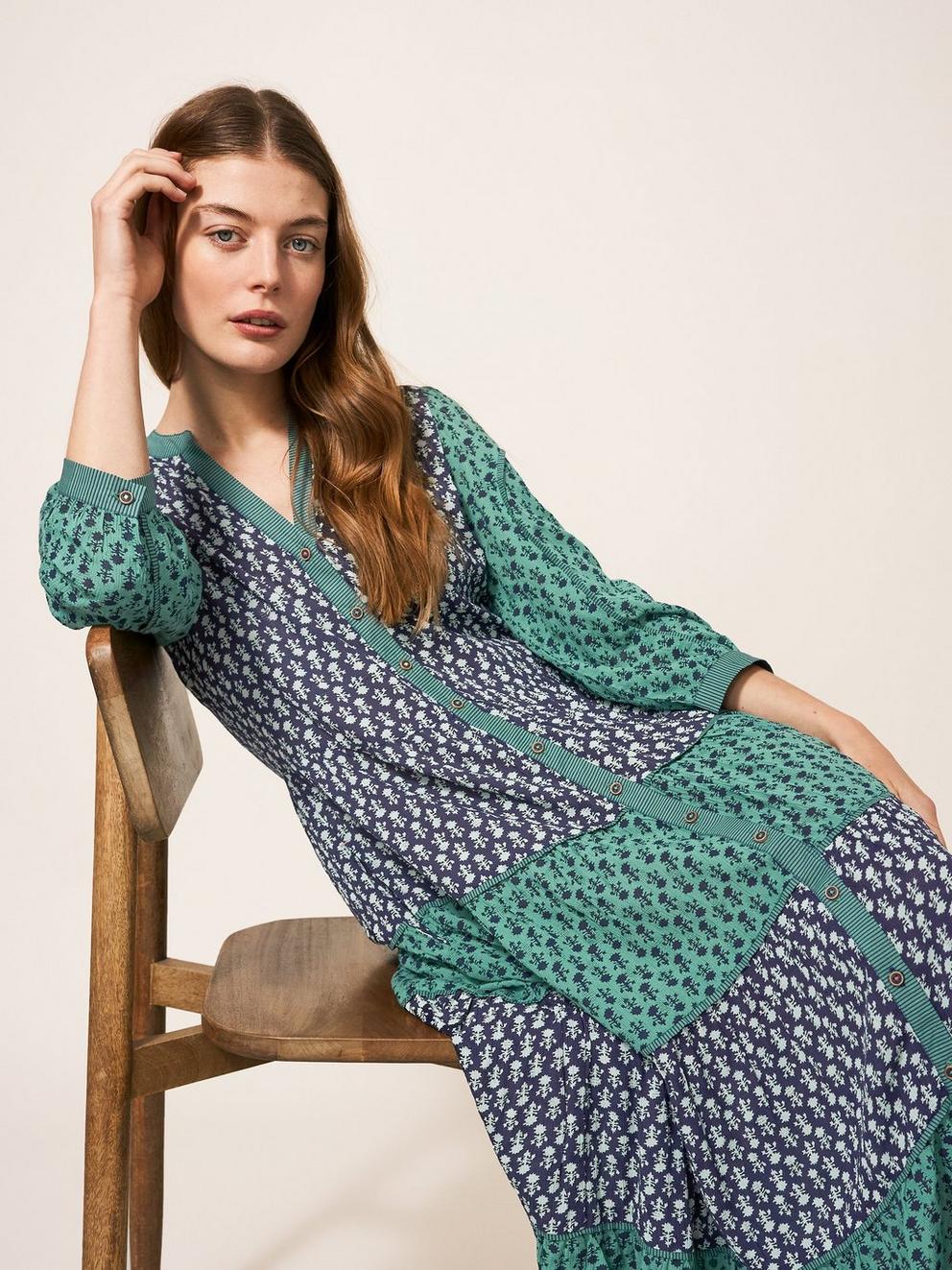 Darcy Corded Dress in SEAFOAM GREEN PLAIN - LIFESTYLE