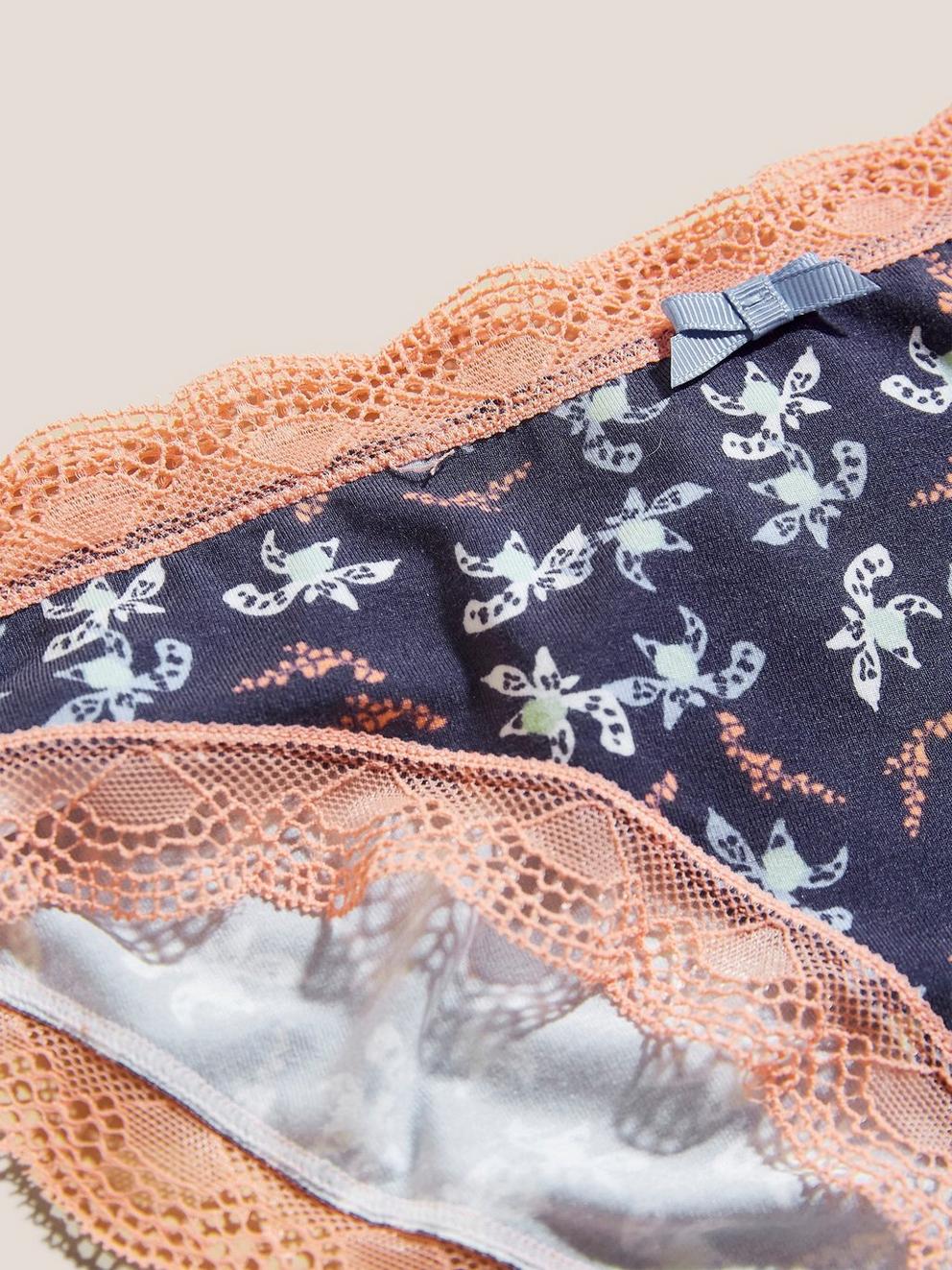 Pop Floral Knicker in NAVY - FLAT DETAIL