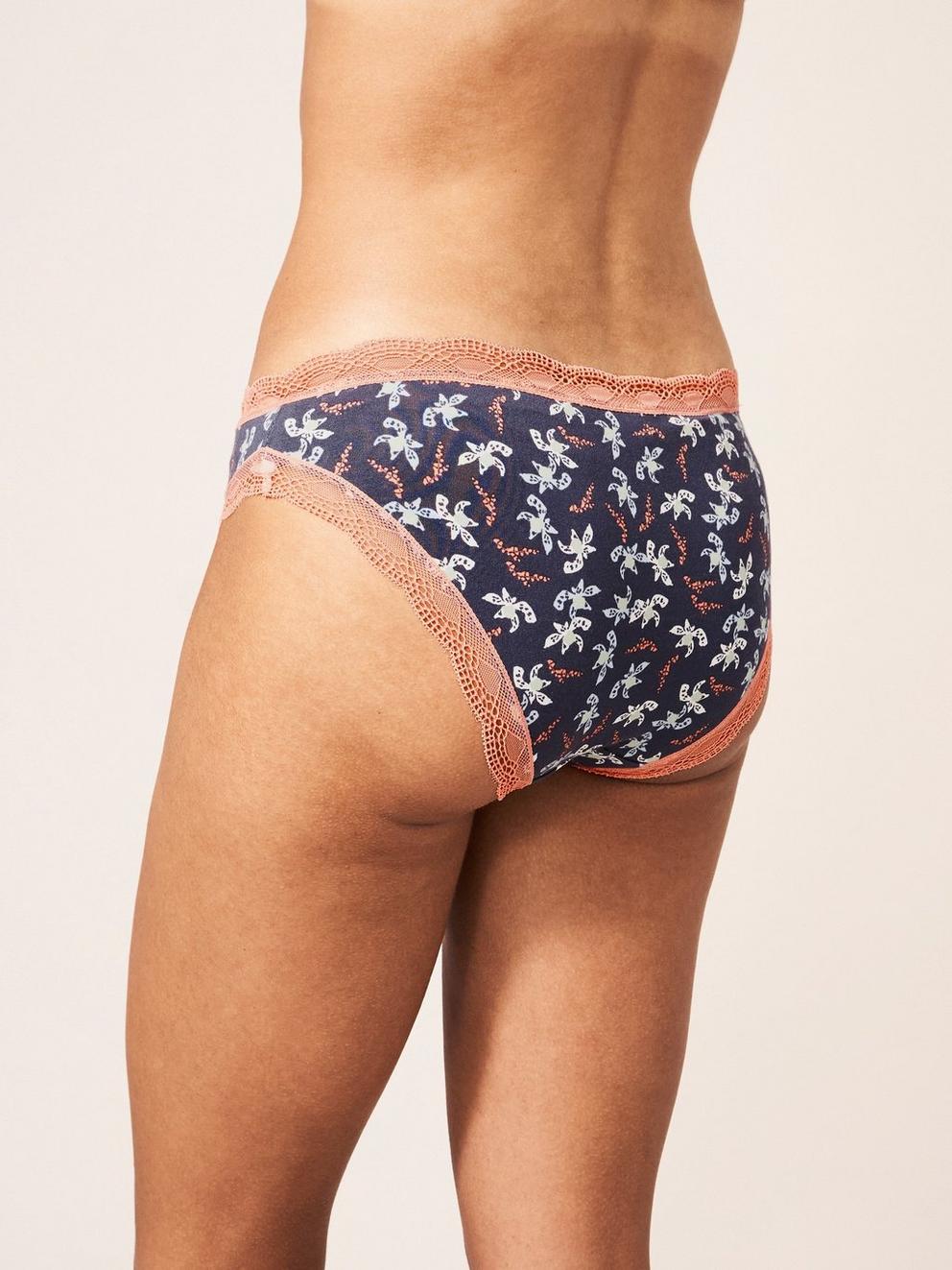 Pop Floral Knicker in NAVY - MODEL BACK