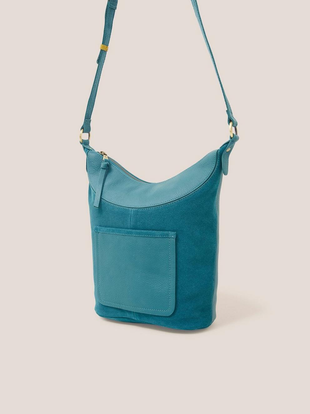 Ella Suede Hobo in SEAFOAM GREEN PLAIN - MODEL FRONT