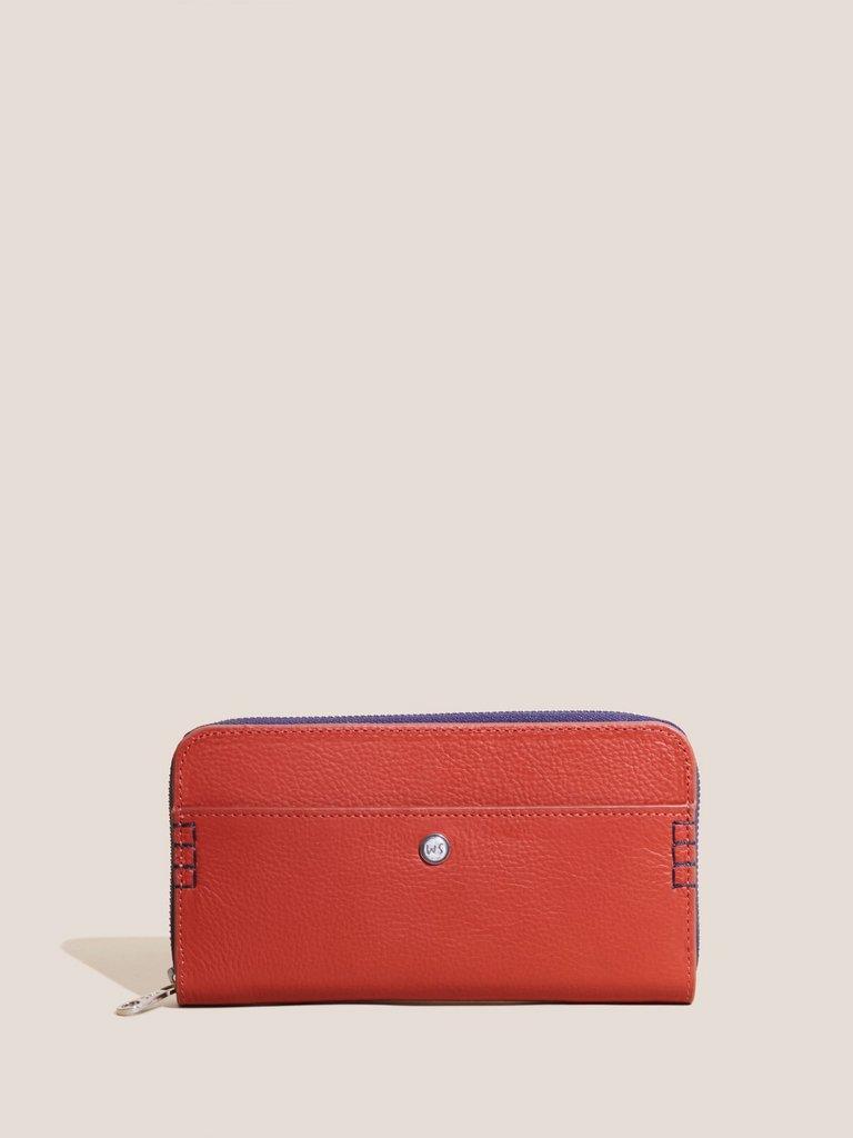 Rose Leather Flapover Purse in CORAL RED PLAIN - FLAT FRONT