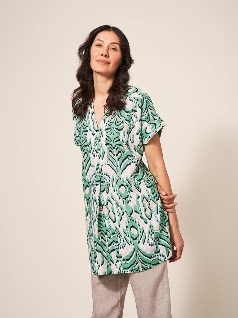 Whistler Jersey Tunic in KIWI GREEN PRINT - MODEL BACK