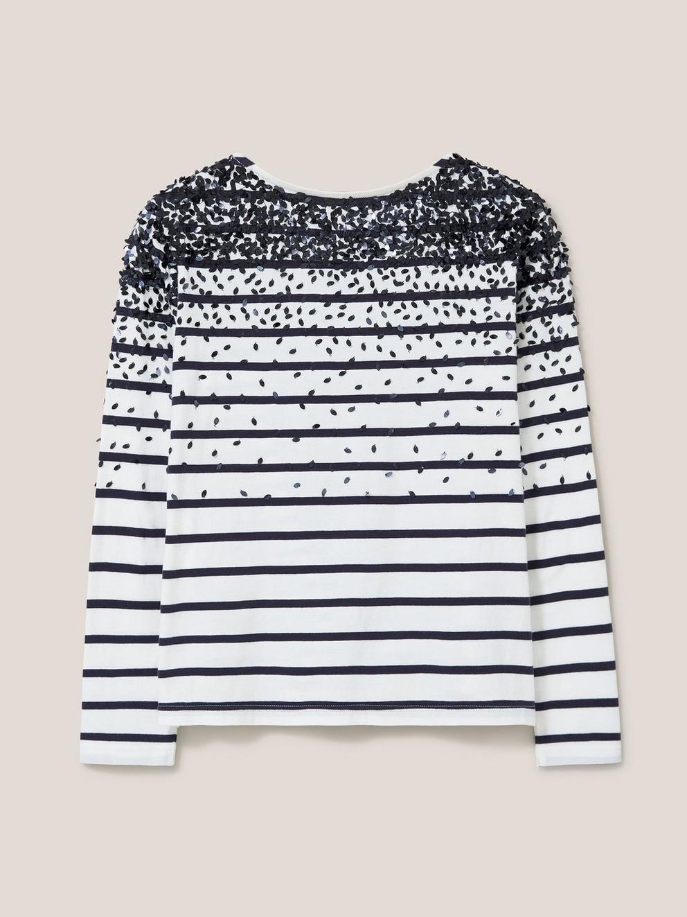 Caramel Stripe Jersey Top in NAVY STRIPE - FLAT BACK