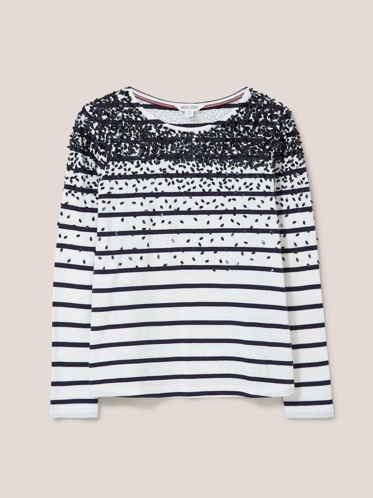 Caramel Stripe Jersey Top in NAVY STRIPE - FLAT FRONT