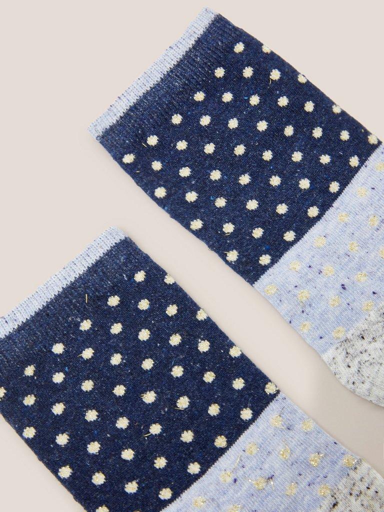 Going Dotty Sock in BLUE MULTI - FLAT DETAIL