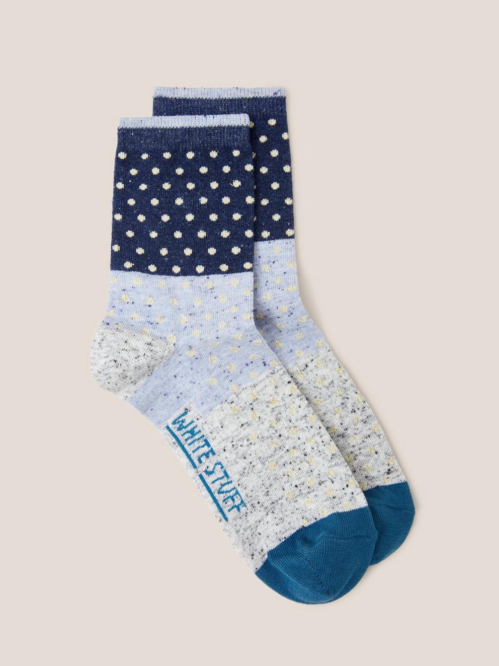 Going Dotty Sock in BLUE MULTI - FLAT FRONT