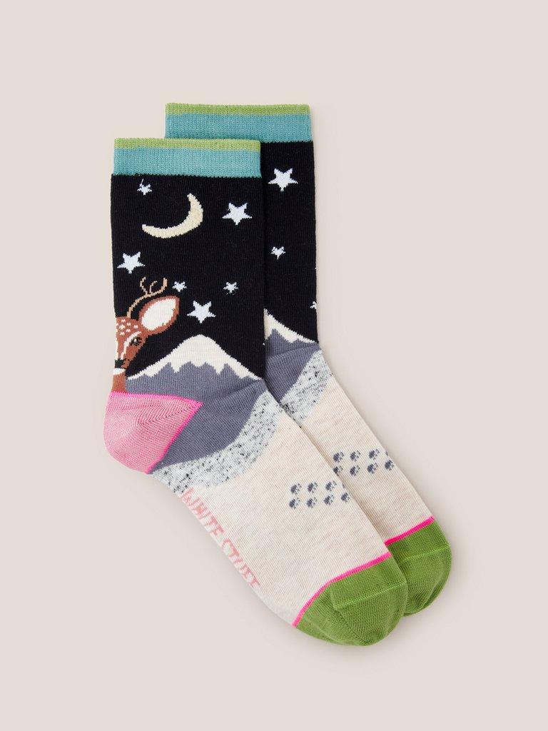 Spots  Stars Sock in GREY MULTI - FLAT FRONT