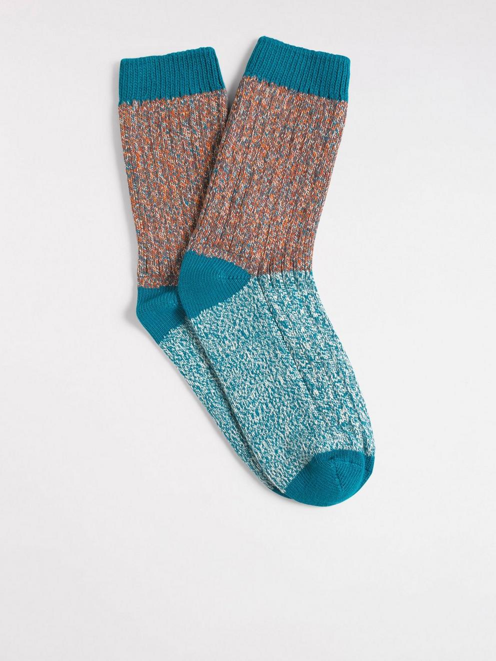 Coachet Sock in TEAL - FLAT FRONT