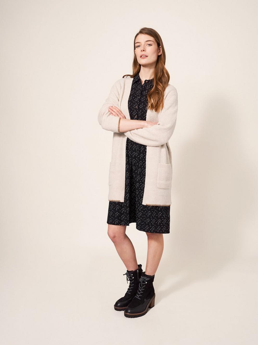 Speckled Longline Cardi in NEUTRAL - LIFESTYLE