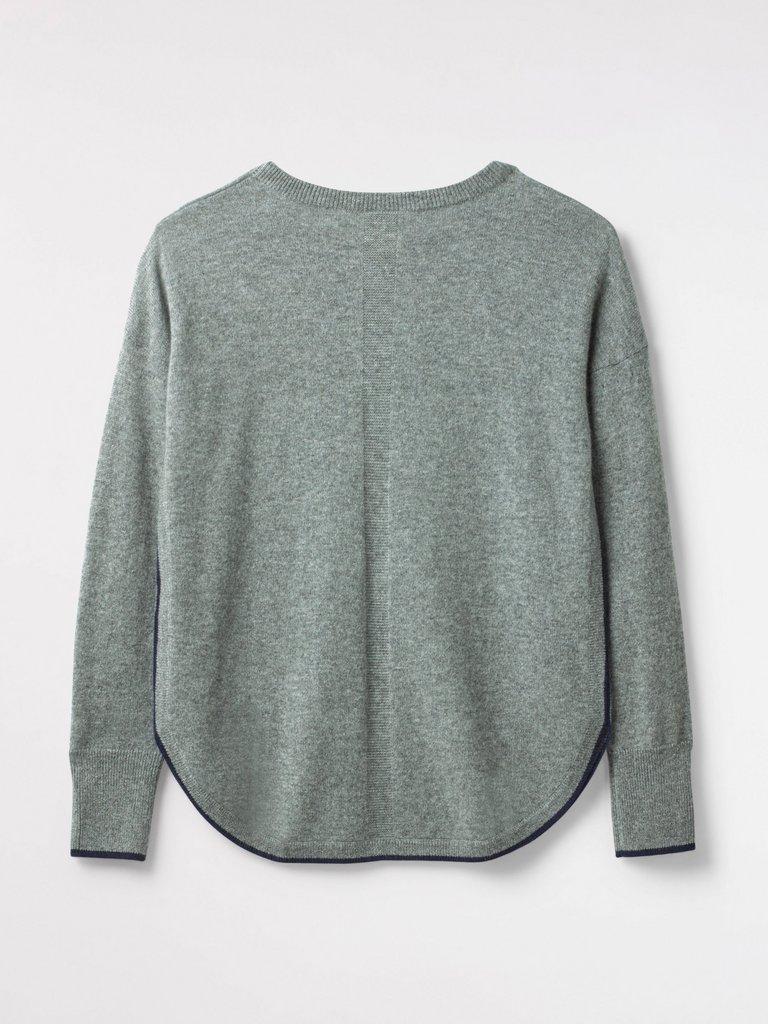 Cashmere Ella Curve Hem Jumper in MID GREY - FLAT BACK