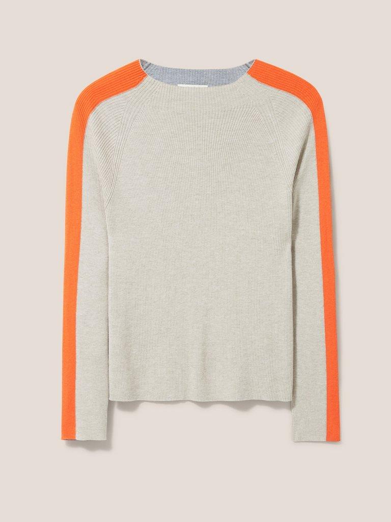 Cashmere Ella Curve Hem Jumper in TANGERINE ORANGE PLAIN - FLAT FRONT